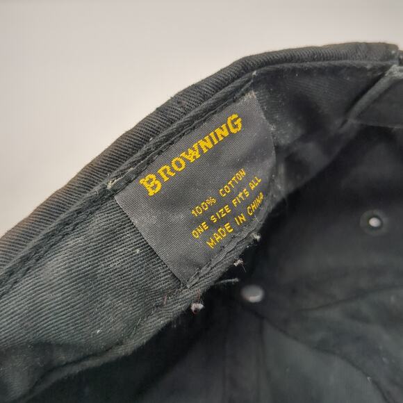 Browning Strapback Baseball Cap Black One Size Adjustable Embroidered 6 Panel - Picture 9 of 9